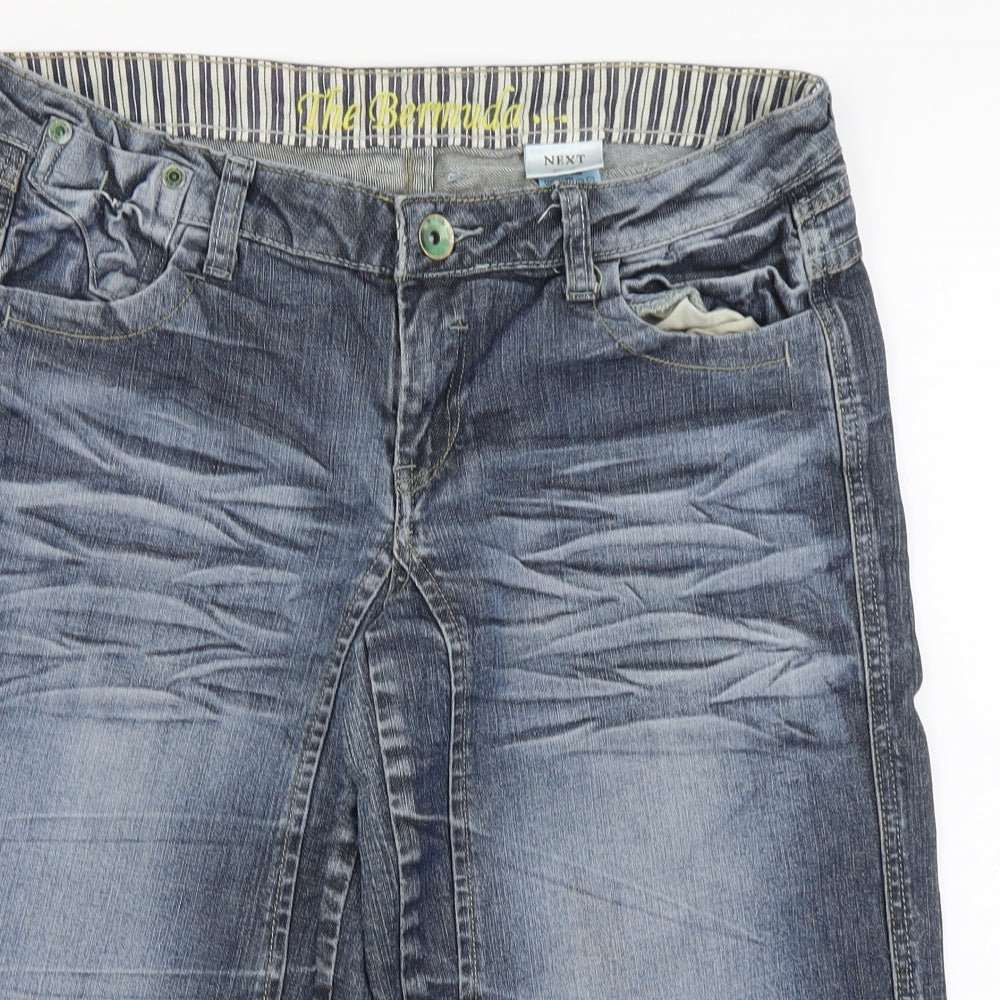 NEXT Womens Blue Cotton Bermuda Shorts Size 12 L16 in Regular Button