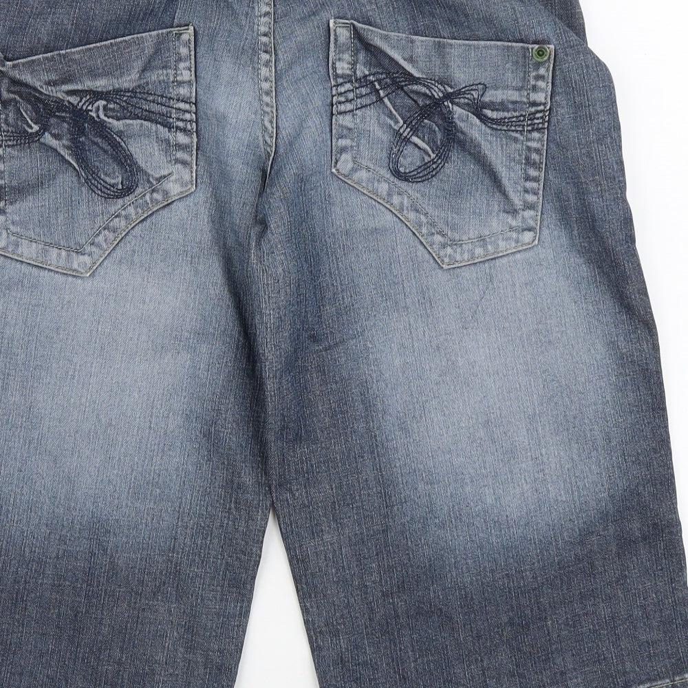 NEXT Womens Blue Cotton Bermuda Shorts Size 12 L16 in Regular Button