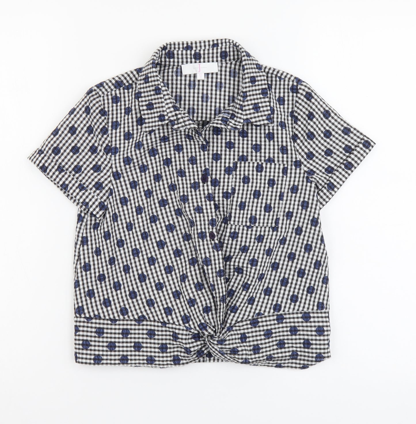 Jasper Conran Girls Black Geometric Cotton Basic Button-Up Size 11 Years Collared Button