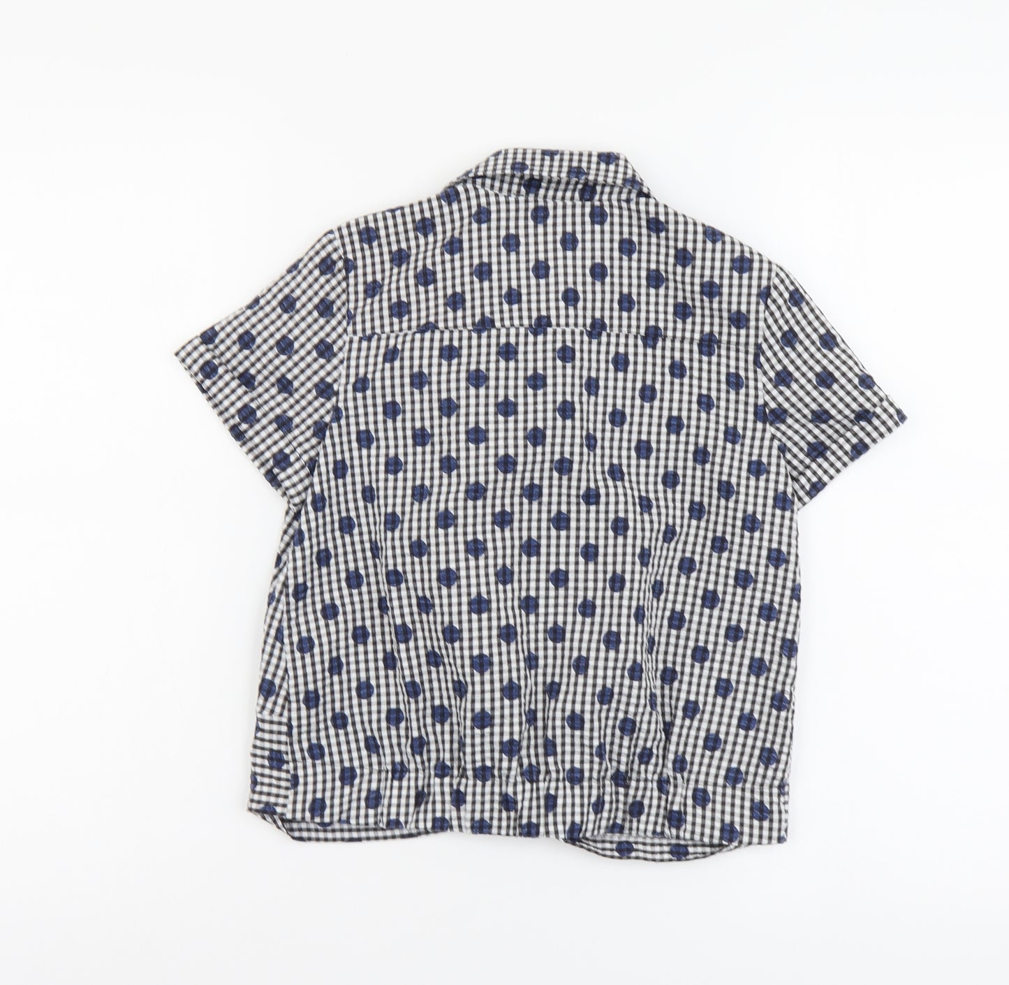 Jasper Conran Girls Black Geometric Cotton Basic Button-Up Size 11 Years Collared Button