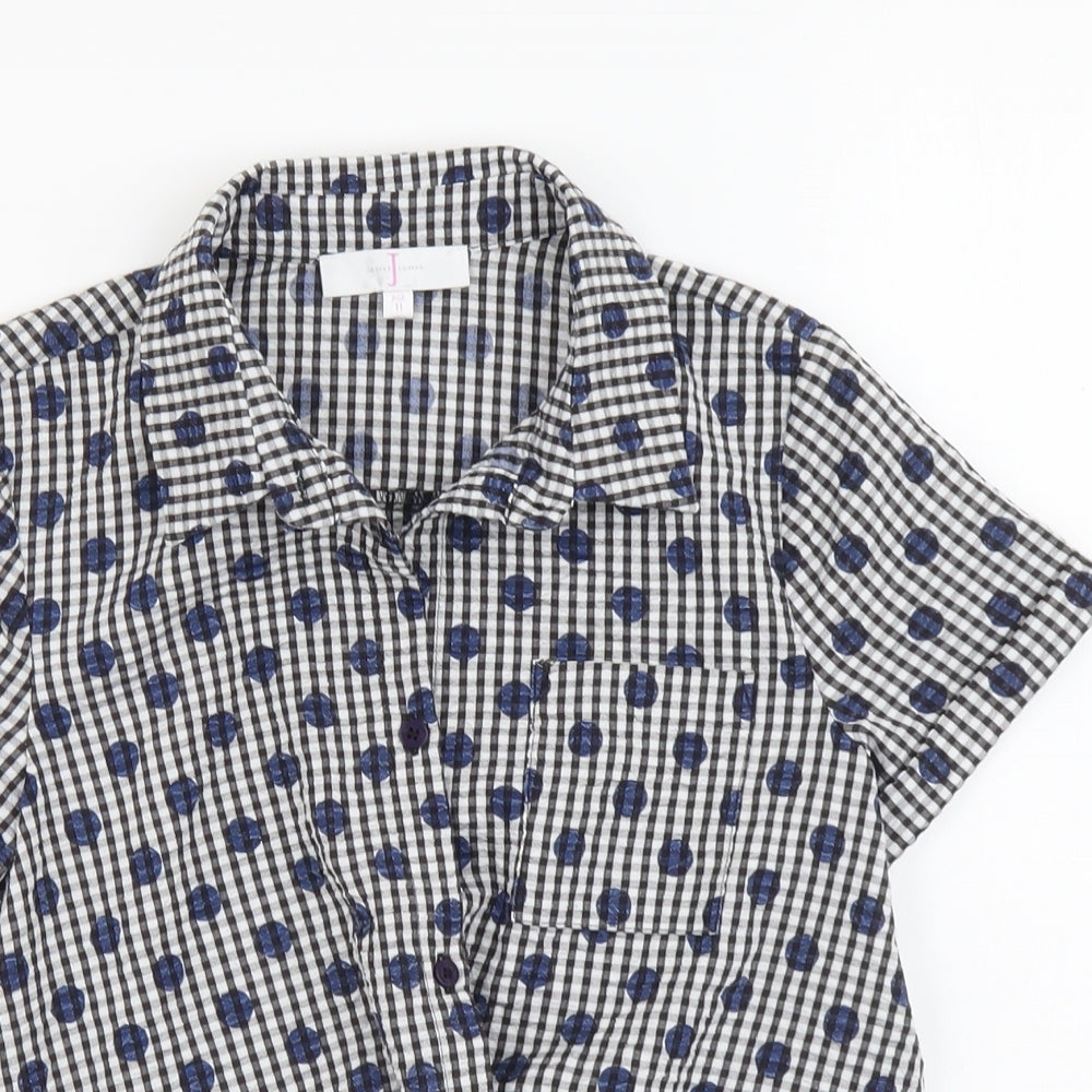 Jasper Conran Girls Black Geometric Cotton Basic Button-Up Size 11 Years Collared Button