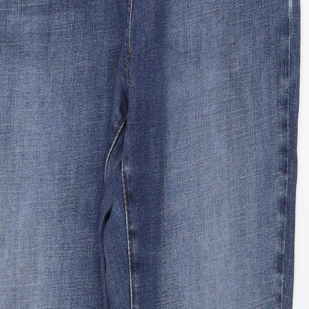 Marks and Spencer Womens Blue Cotton Straight Jeans Size 14 L30 in Regular Button