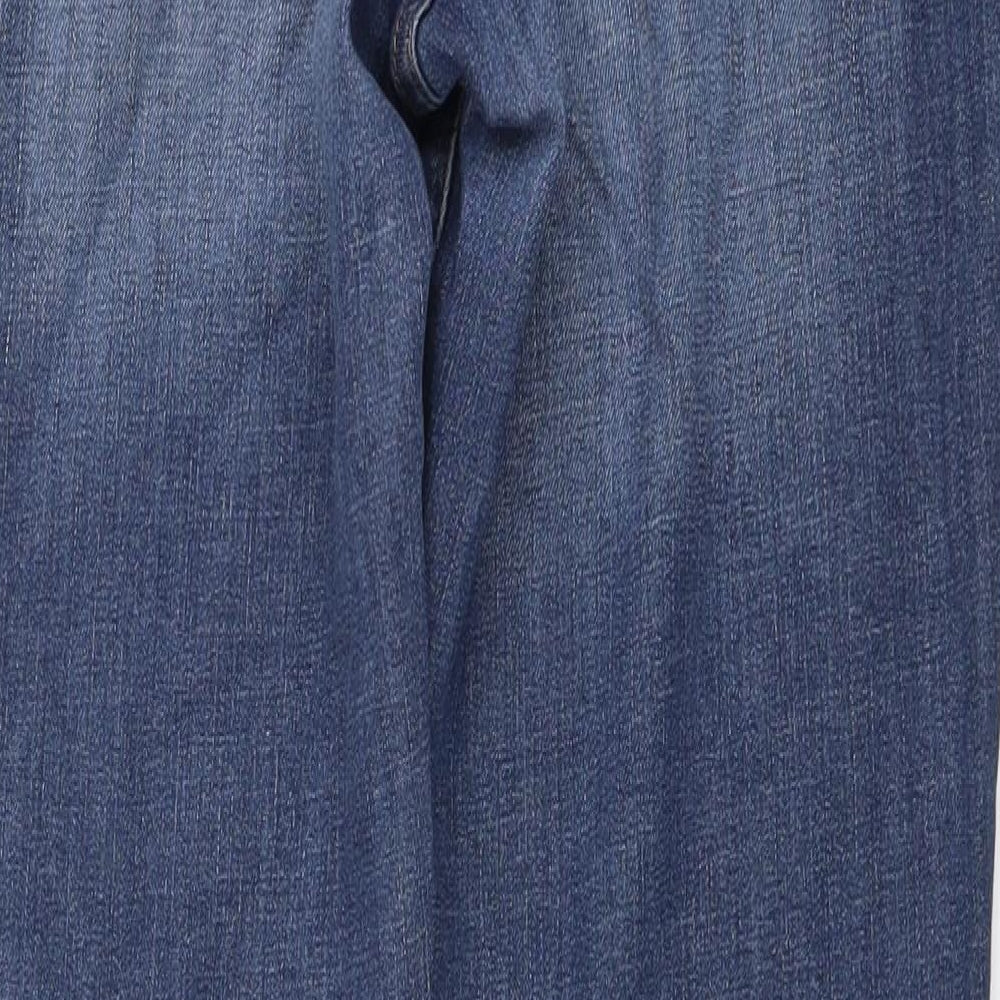 Marks and Spencer Womens Blue Cotton Straight Jeans Size 14 L30 in Regular Button