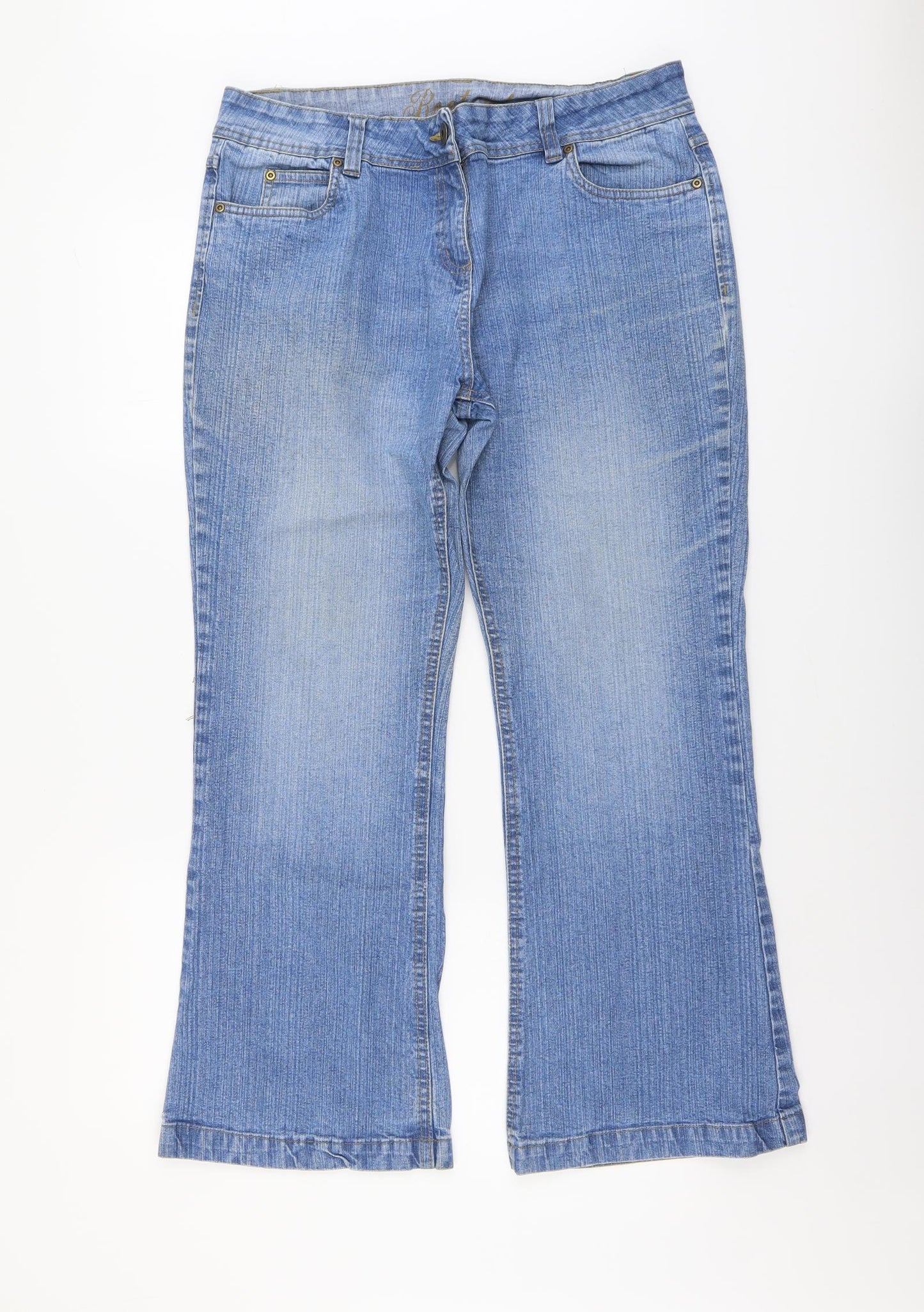 George Womens Blue Cotton Bootcut Jeans Size 16 L29 in Regular Button