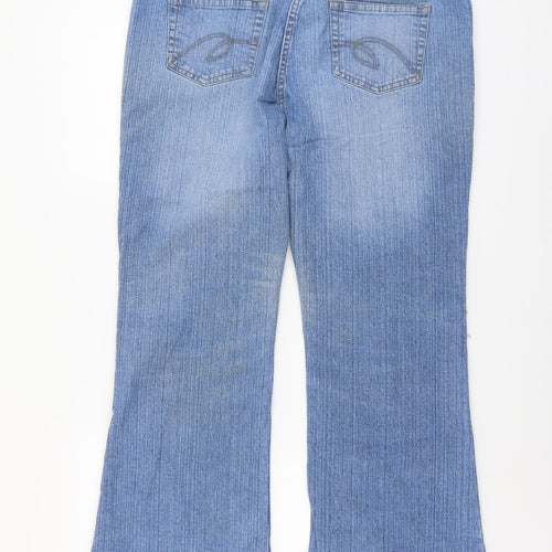 George Womens Blue Cotton Bootcut Jeans Size 16 L29 in Regular Button