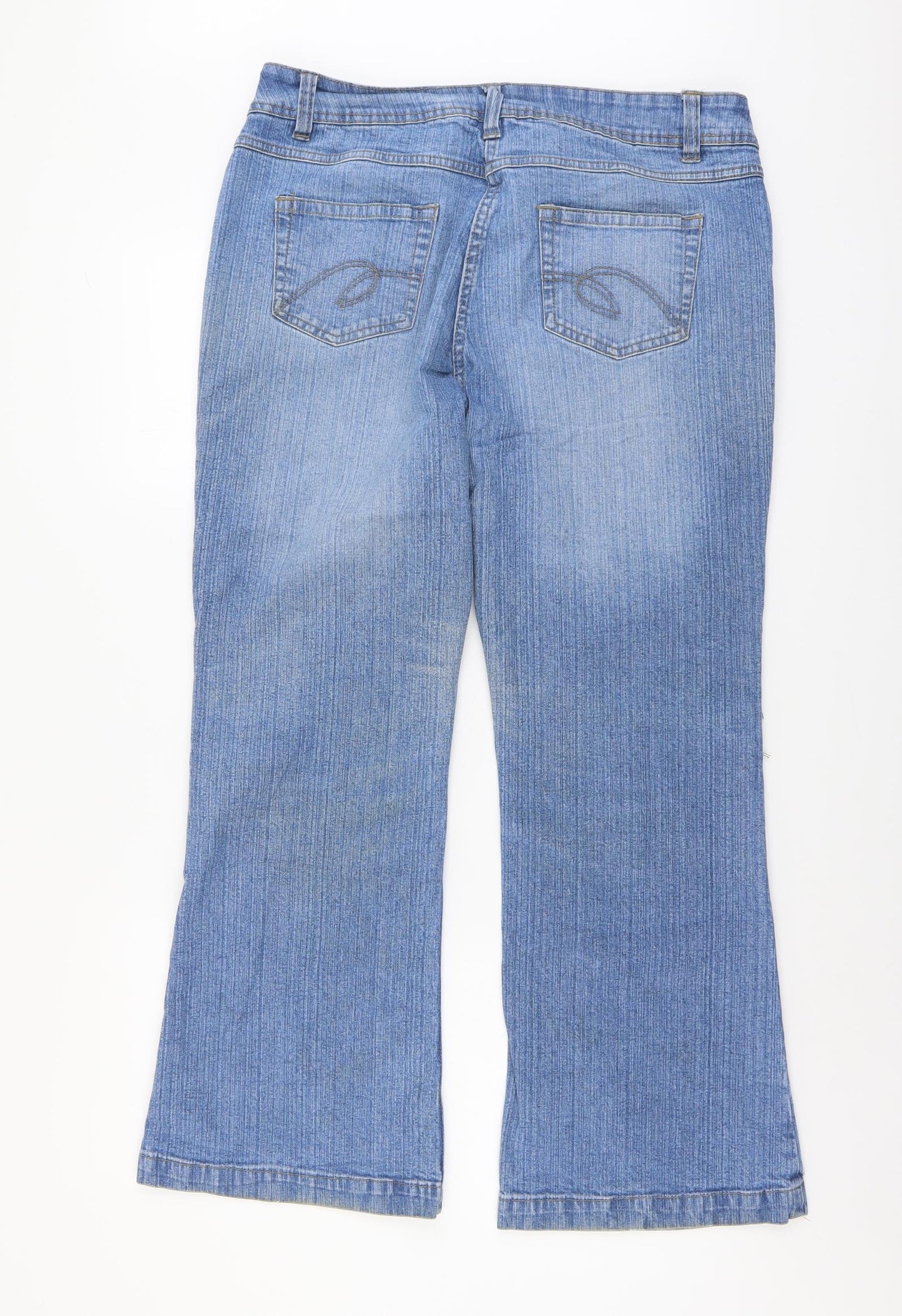 George Womens Blue Cotton Bootcut Jeans Size 16 L29 in Regular Button