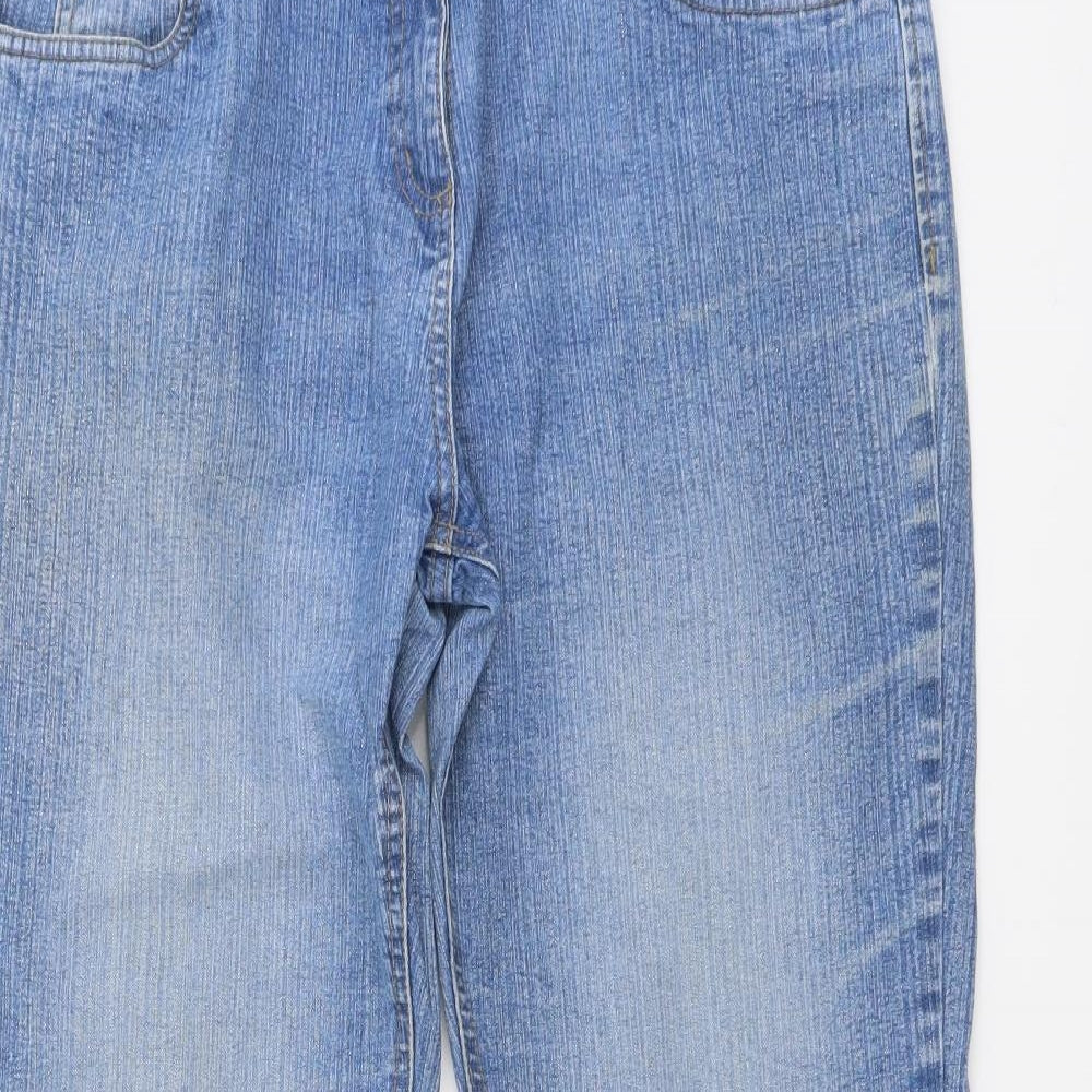 George Womens Blue Cotton Bootcut Jeans Size 16 L29 in Regular Button
