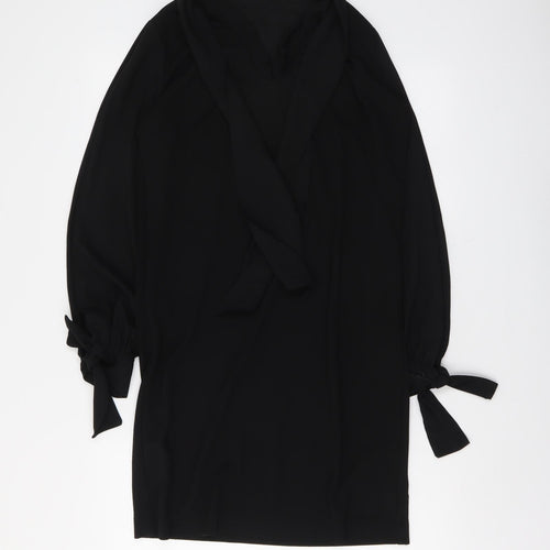 NEXT Womens Black Polyester Shirt Dress Size 8 Collared Pullover