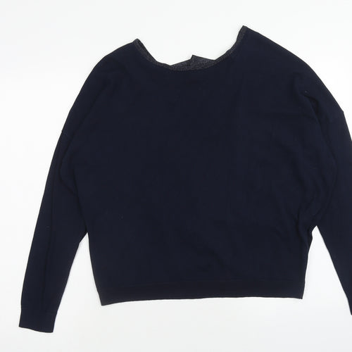 Red Herring Womens Blue Round Neck Viscose Pullover Jumper Size 18