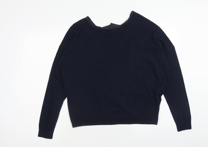 Red Herring Womens Blue Round Neck Viscose Pullover Jumper Size 18