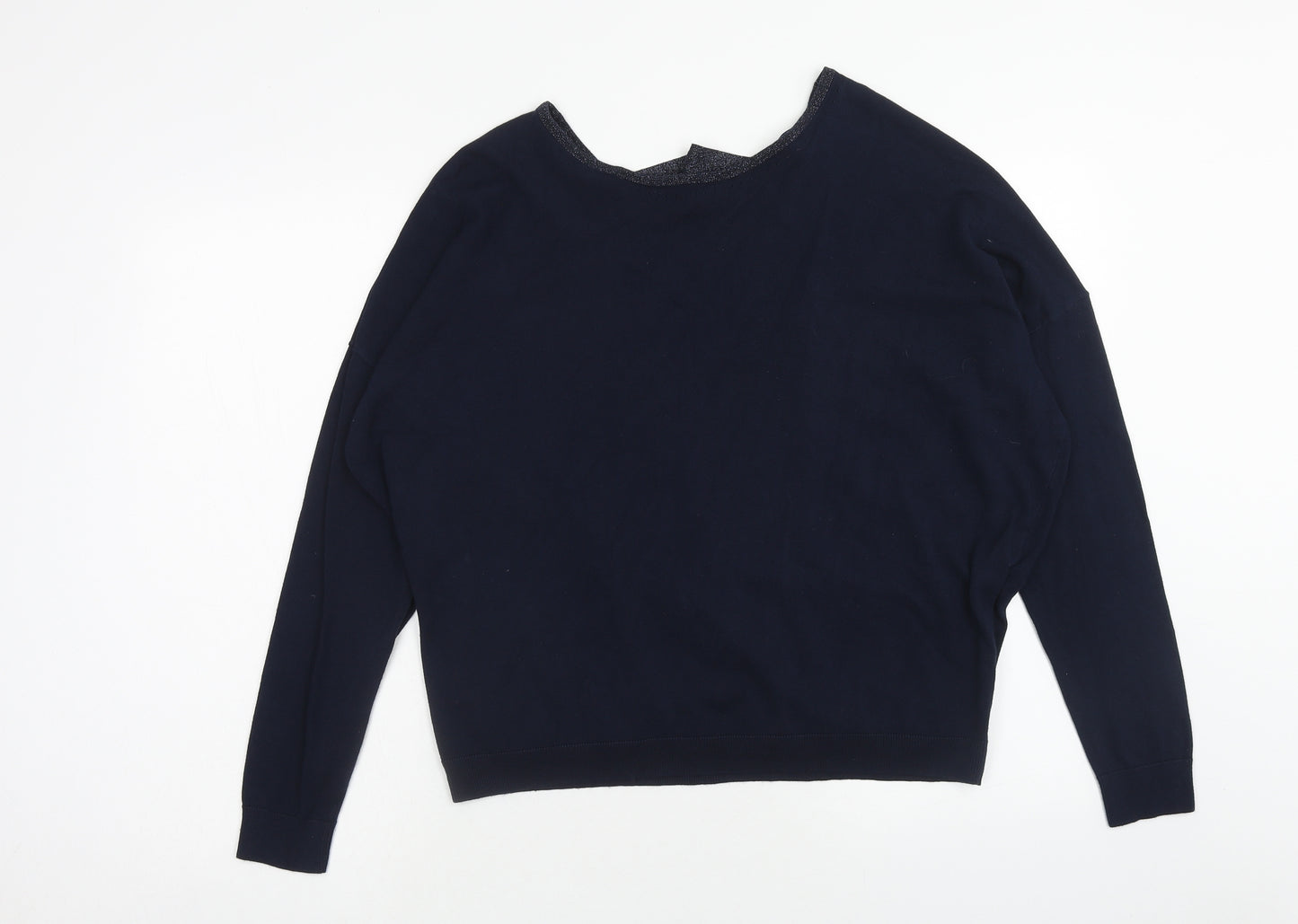 Red Herring Womens Blue Round Neck Viscose Pullover Jumper Size 18
