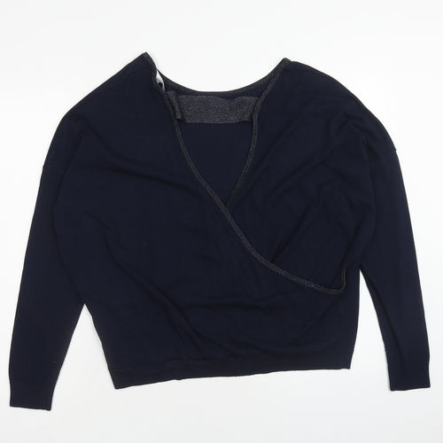 Red Herring Womens Blue Round Neck Viscose Pullover Jumper Size 18