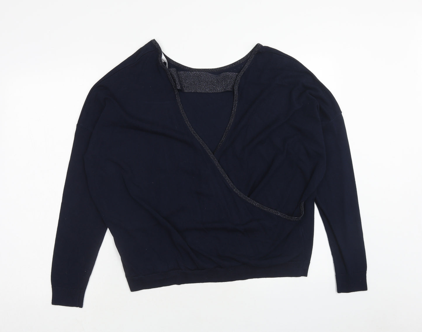 Red Herring Womens Blue Round Neck Viscose Pullover Jumper Size 18