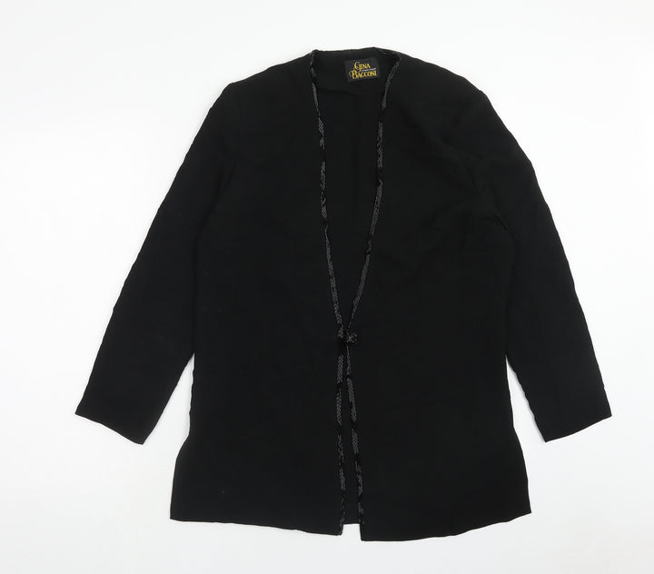 Gina Bacconi Womens Black Jacket Size 12 Hook & Eye