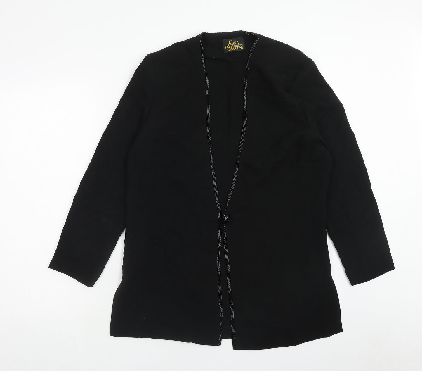 Gina Bacconi Womens Black Jacket Size 12 Hook & Eye