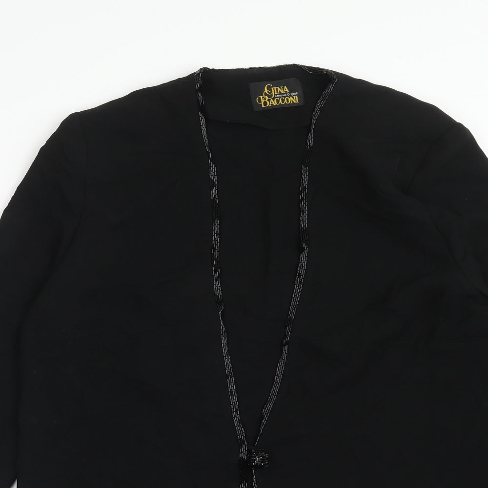 Gina Bacconi Womens Black Jacket Size 12 Hook & Eye