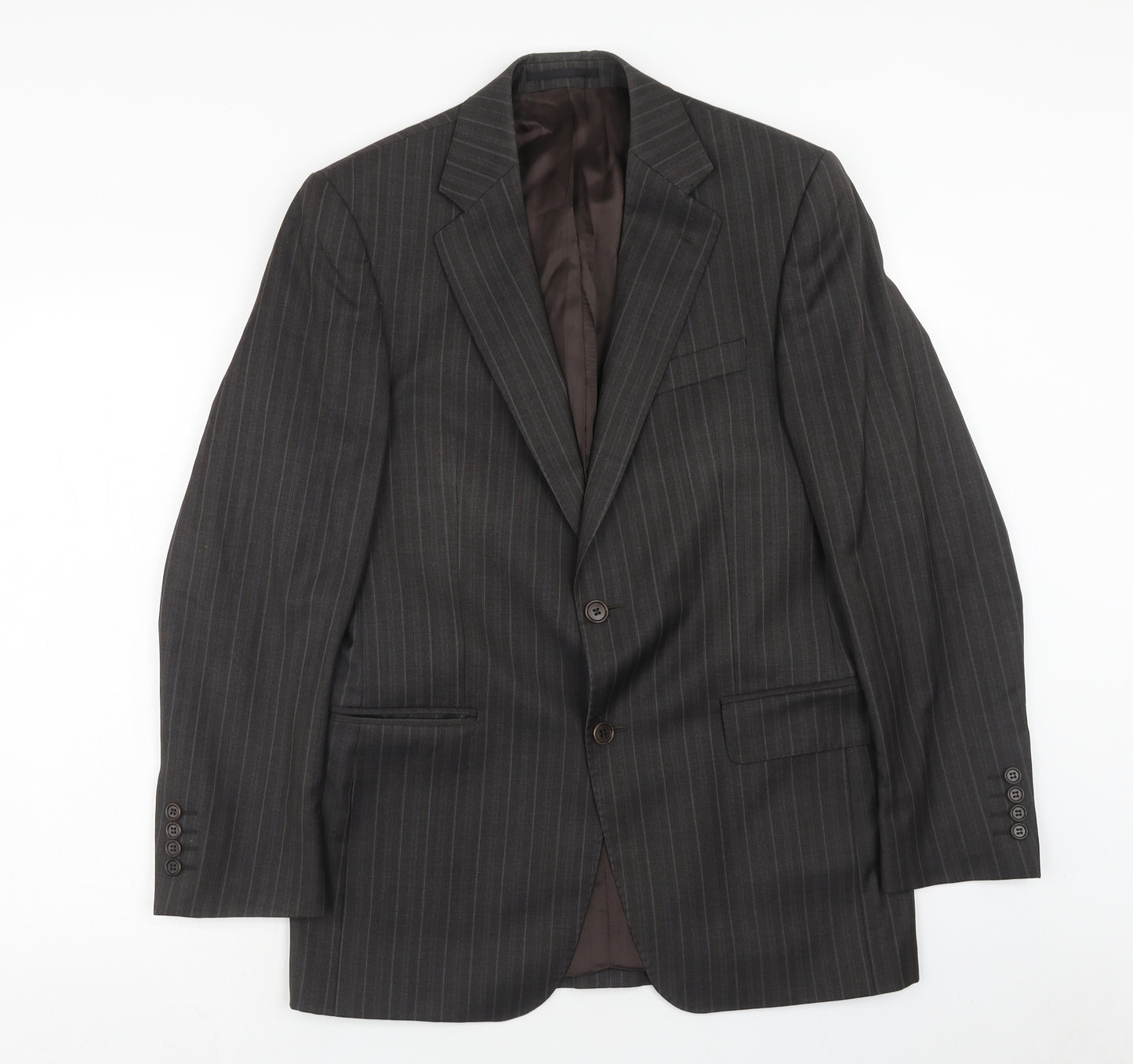 Magee Mens Brown Striped Wool Jacket Blazer Size 38