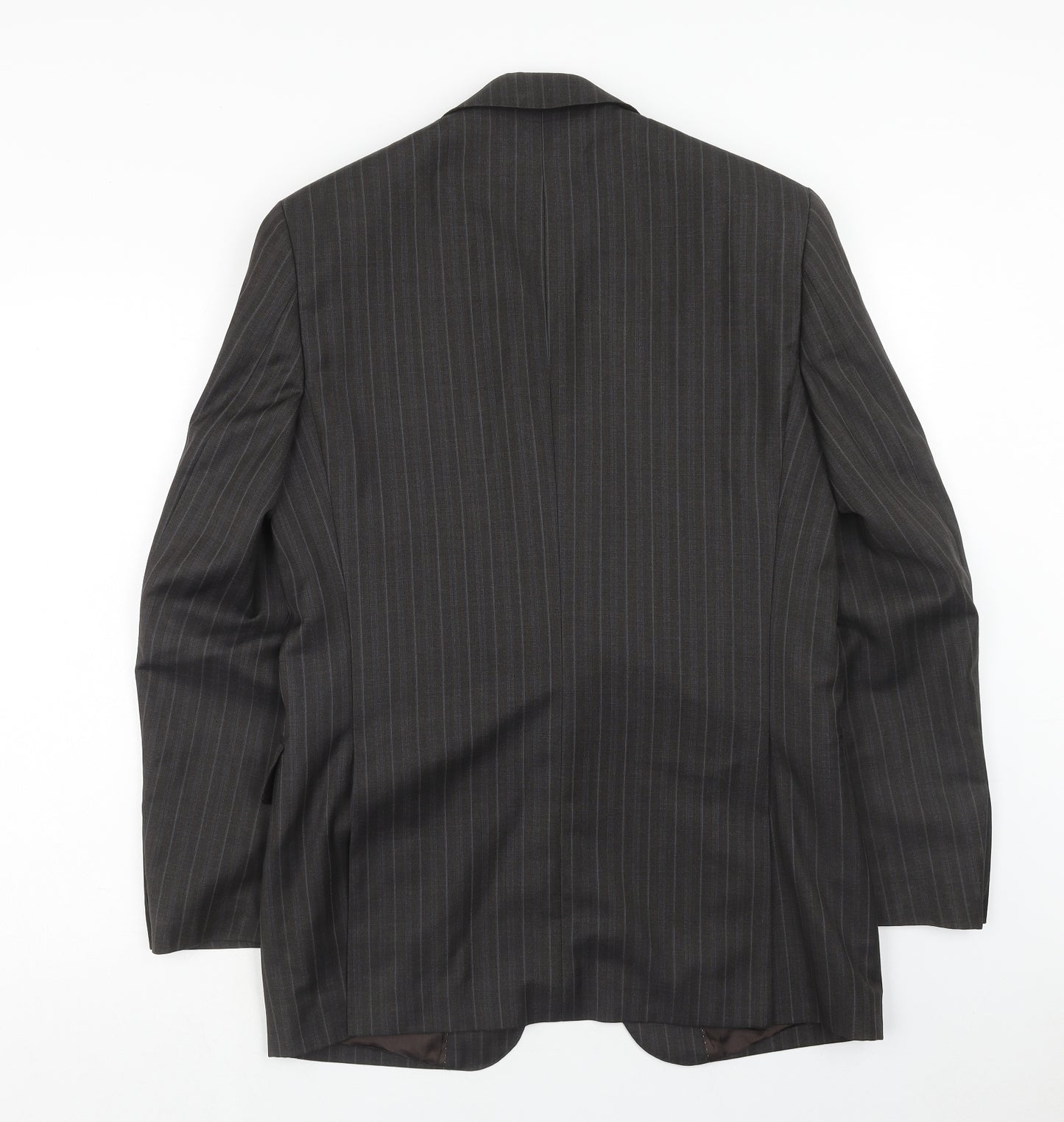 Magee Mens Brown Striped Wool Jacket Blazer Size 38
