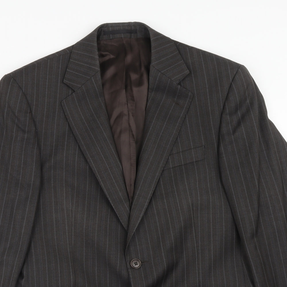 Magee Mens Brown Striped Wool Jacket Blazer Size 38
