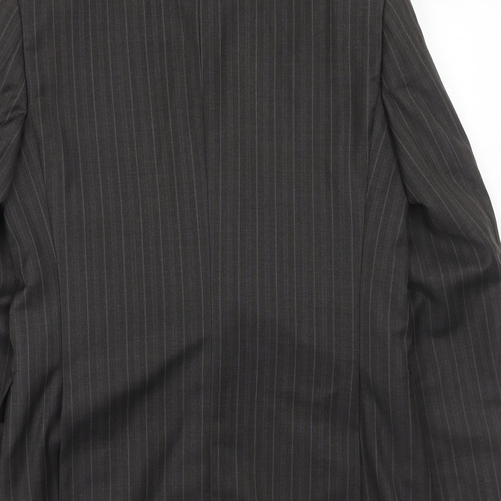 Magee Mens Brown Striped Wool Jacket Blazer Size 38