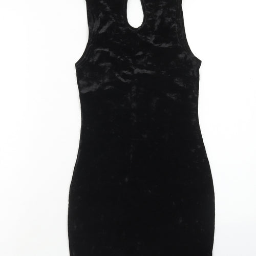 Select Womens Black Polyester Tank Dress Size 6 V-Neck Button