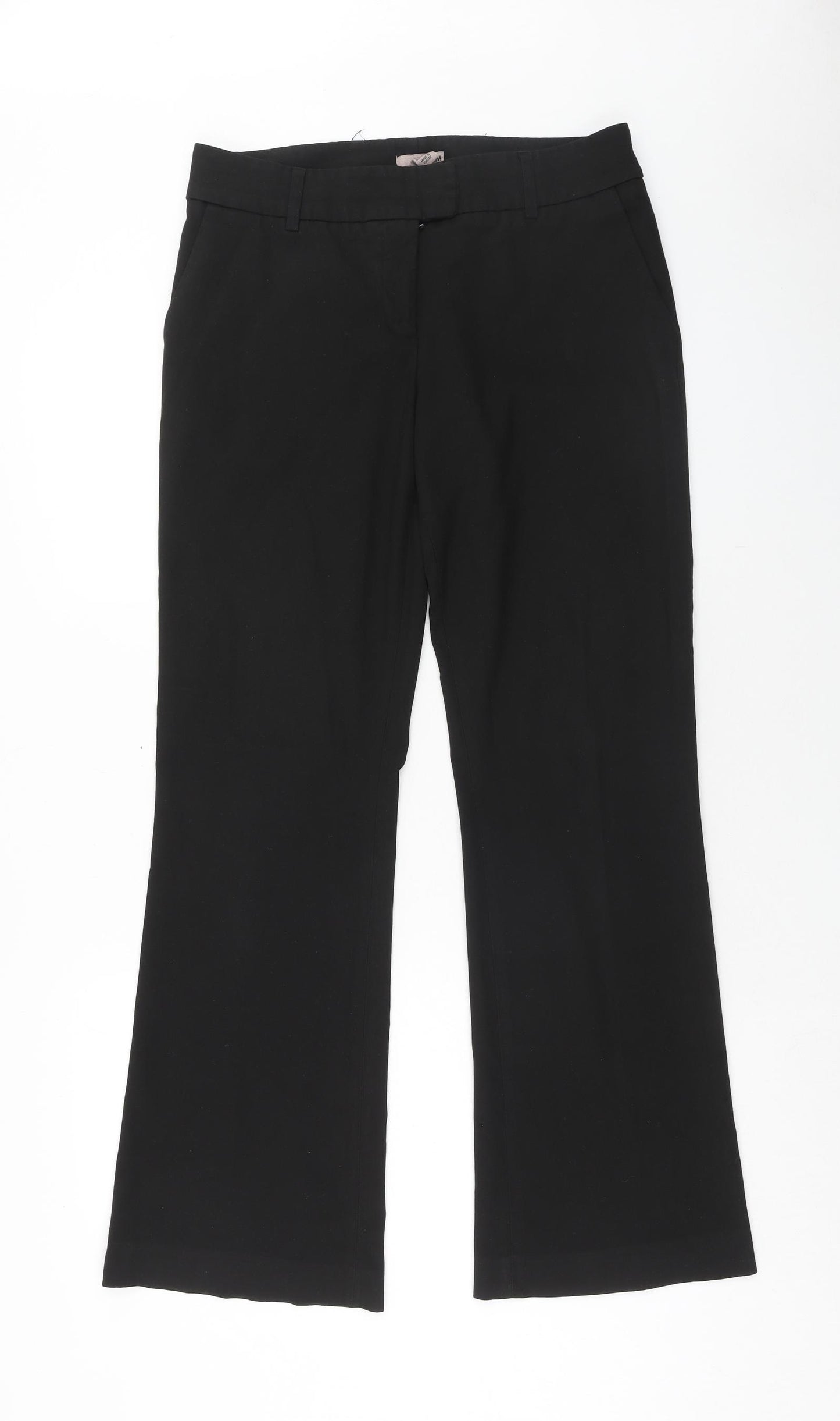 H&M Womens Black Polyester Trousers Size 10 Regular Zip