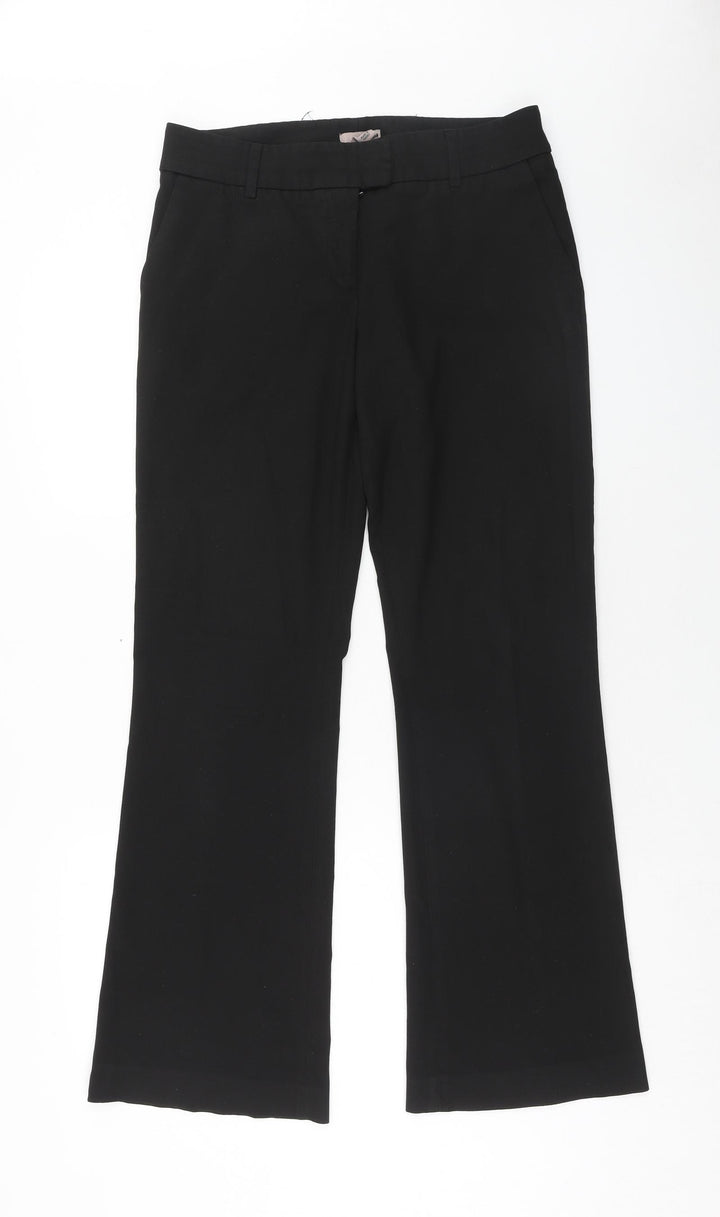 H&M Womens Black Polyester Trousers Size 10 Regular Zip