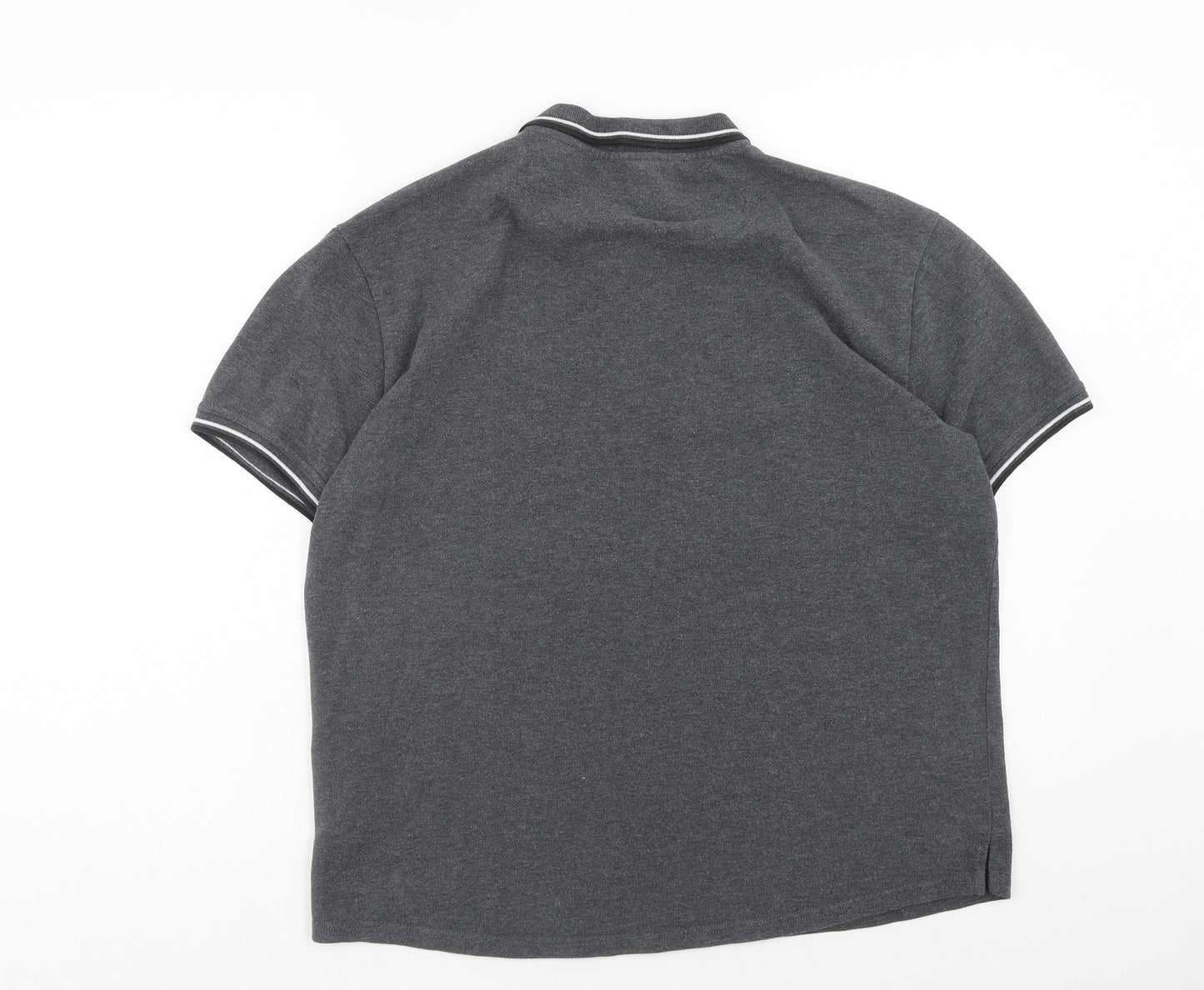 Firetrap Mens Grey Cotton Polo Size XL Collared Button