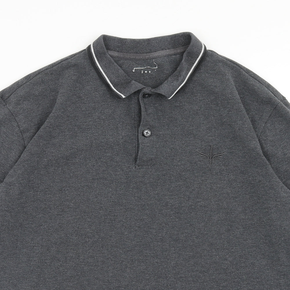 Firetrap Mens Grey Cotton Polo Size XL Collared Button
