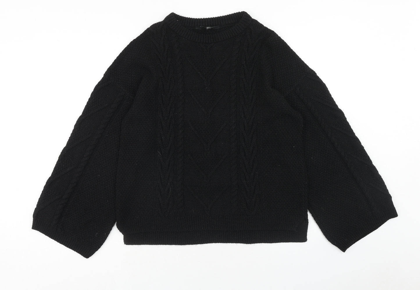 F&F Womens Black Round Neck Acrylic Pullover Jumper Size 12