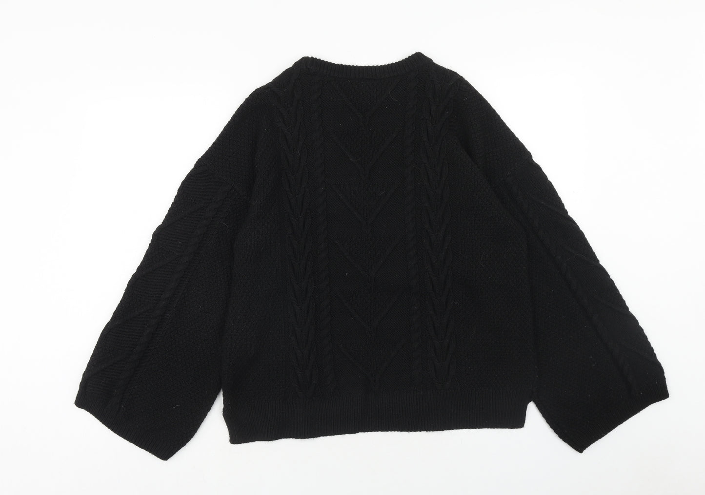 F&F Womens Black Round Neck Acrylic Pullover Jumper Size 12