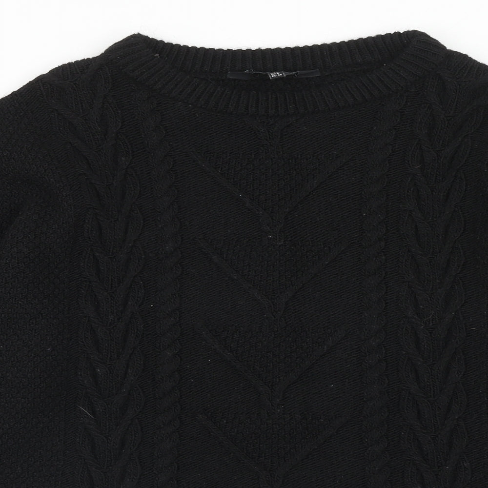 F&F Womens Black Round Neck Acrylic Pullover Jumper Size 12