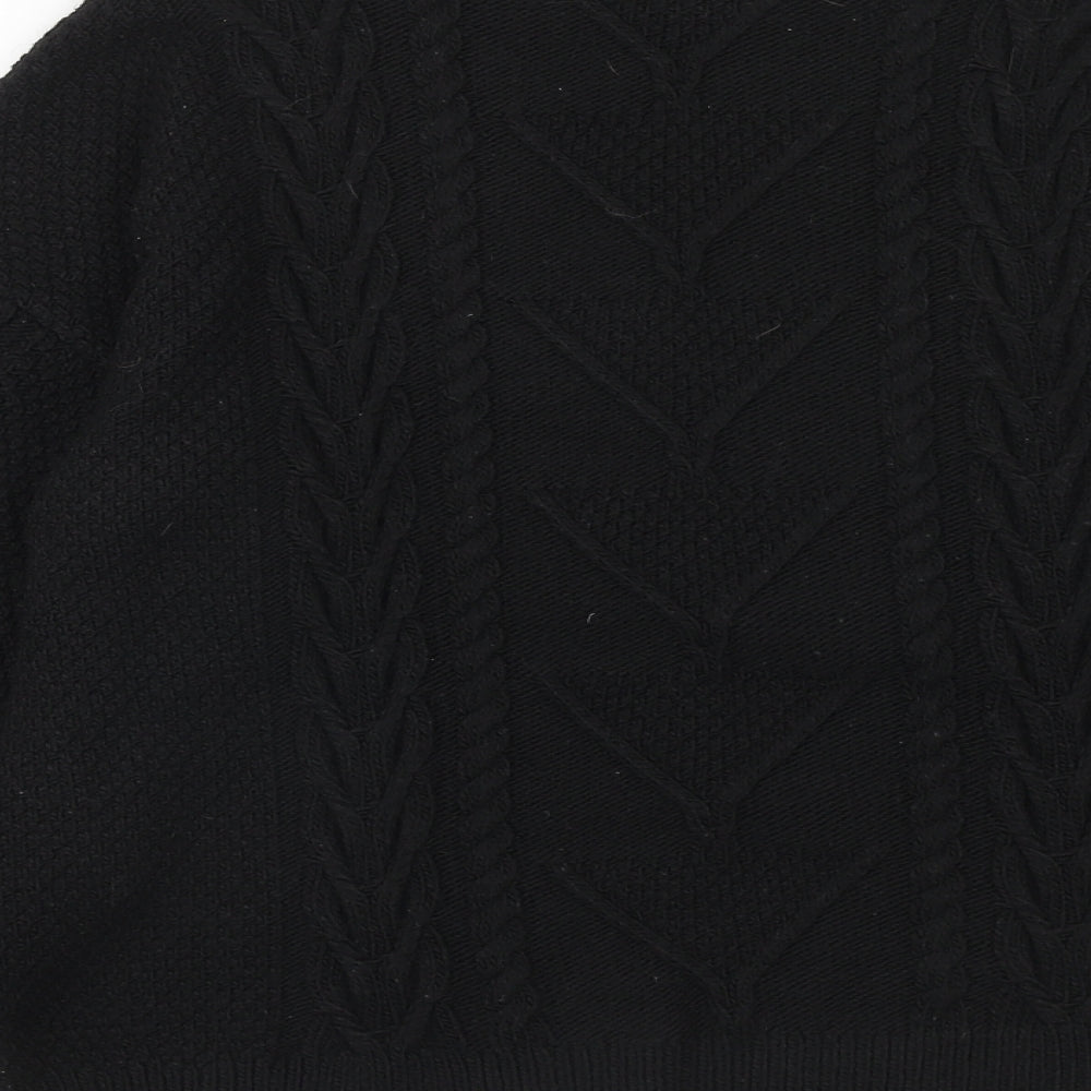 F&F Womens Black Round Neck Acrylic Pullover Jumper Size 12