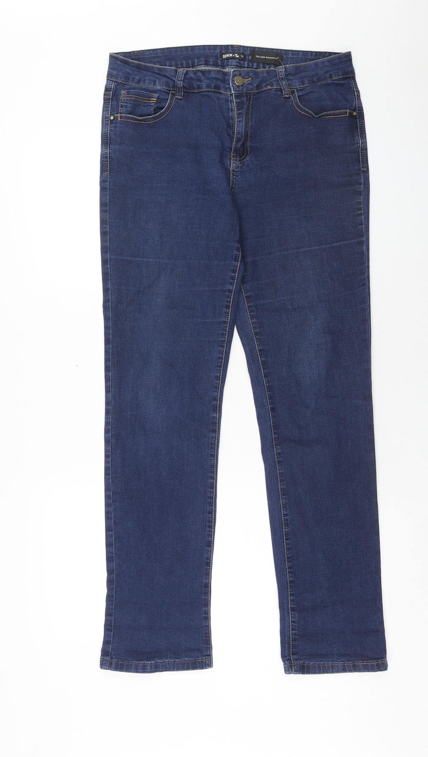 TU Womens Blue Cotton Skinny Jeans Size 12 Regular Zip