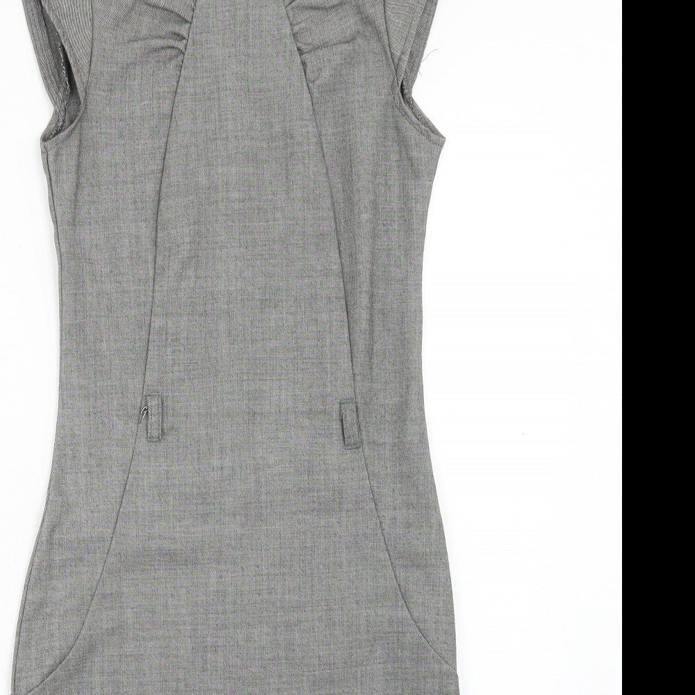 New Look Womens Grey Polyester Bodycon Size 8 Round Neck Zip