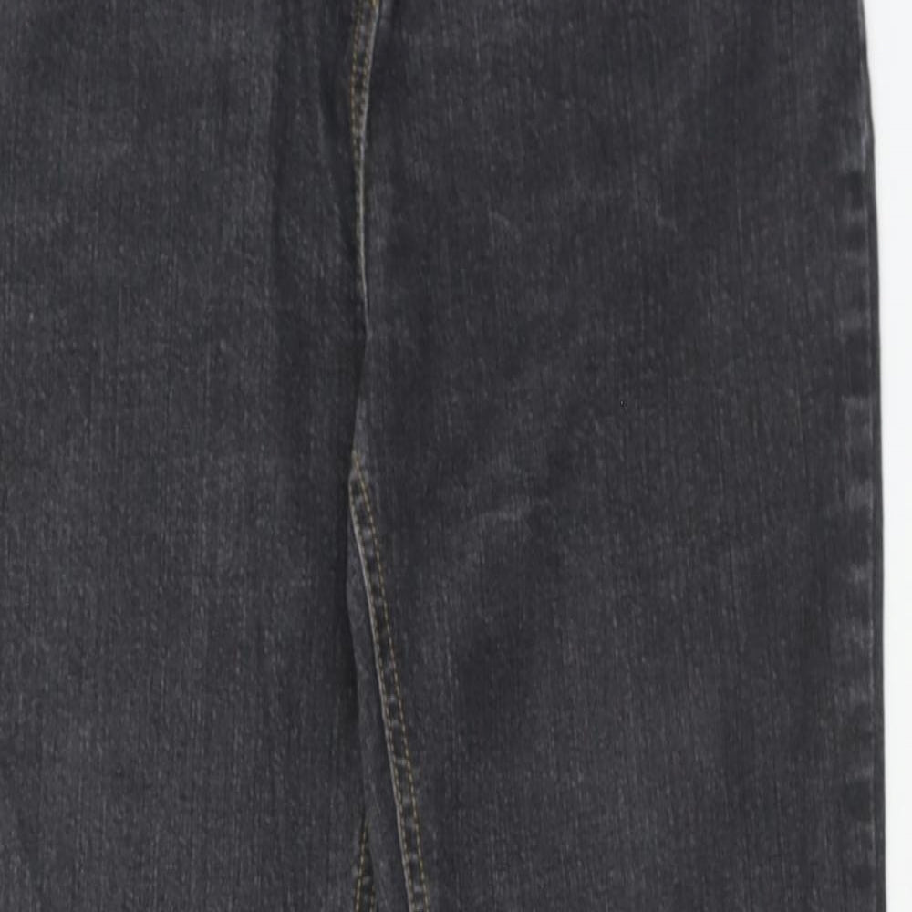 Marks and Spencer Womens Black Cotton Straight Jeans Size 14 Regular Zip