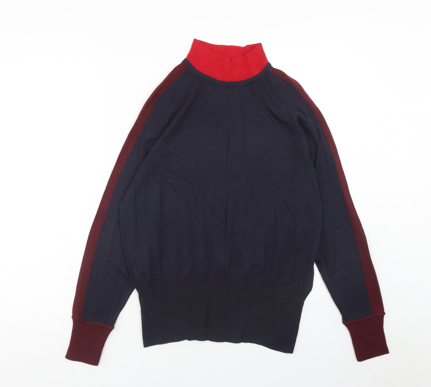 Marks and Spencer Womens Blue Mock Neck Wool Pullover Jumper Size M