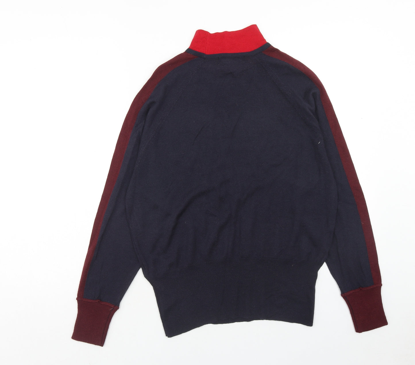 Marks and Spencer Womens Blue Mock Neck Wool Pullover Jumper Size M