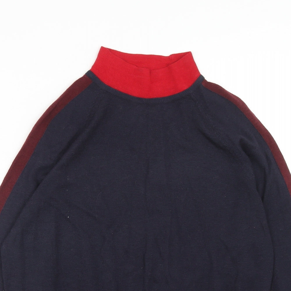 Marks and Spencer Womens Blue Mock Neck Wool Pullover Jumper Size M