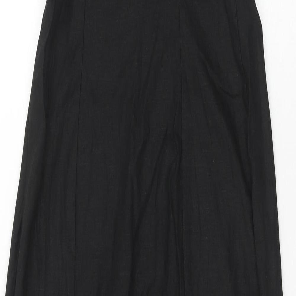 Zara Womens Black Linen Slip Dress Size XS Sweetheart Zip