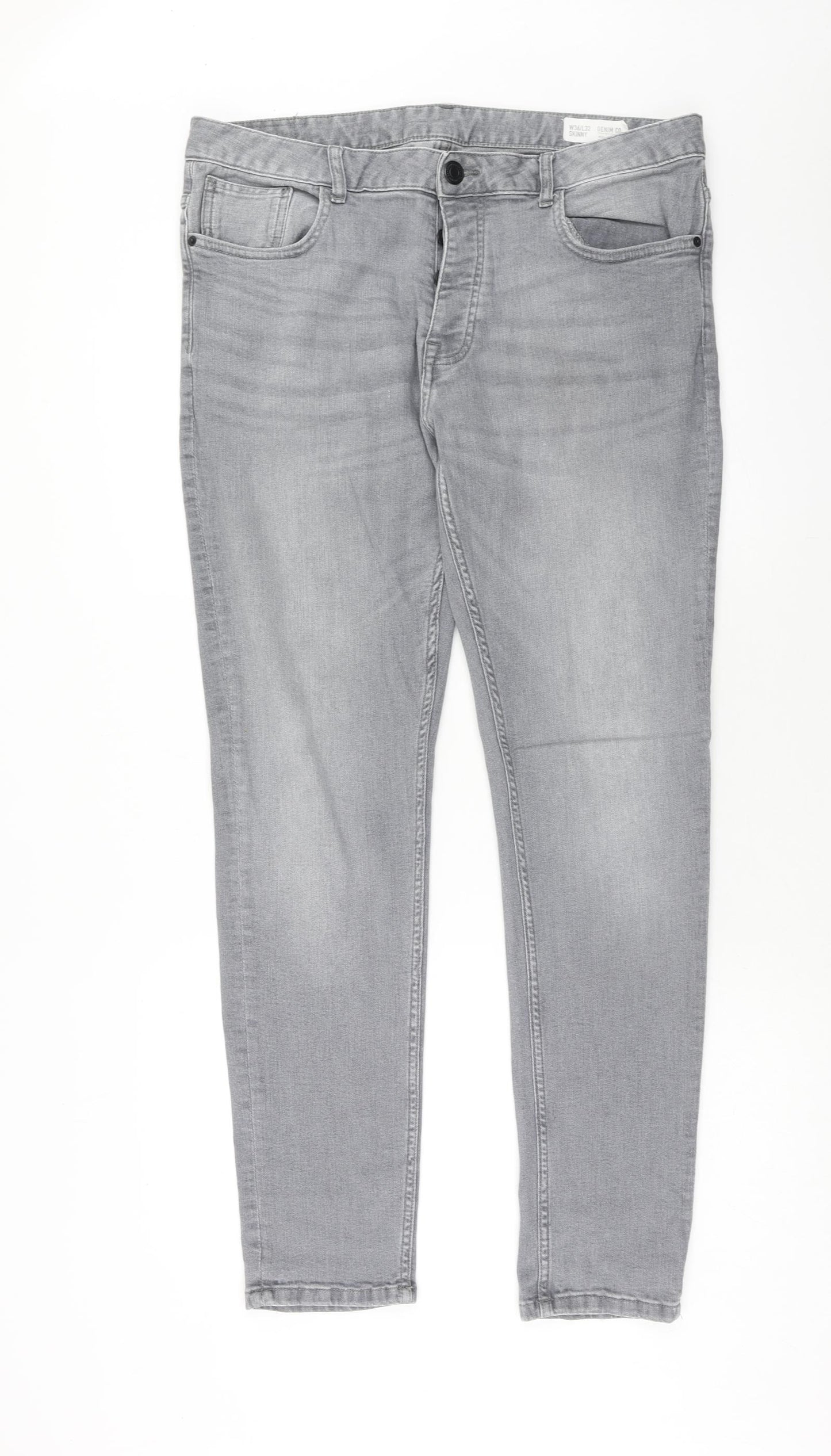 Denim & Co. Mens Grey Cotton Skinny Jeans Size 36 in L32 in Regular Button