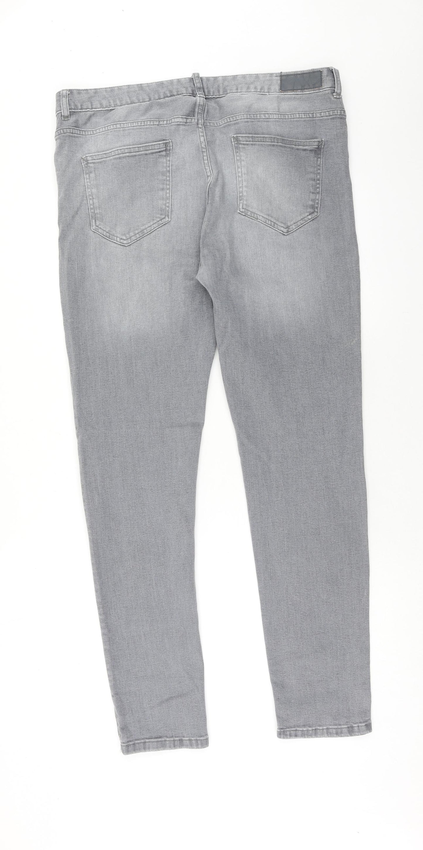Denim & Co. Mens Grey Cotton Skinny Jeans Size 36 in L32 in Regular Button
