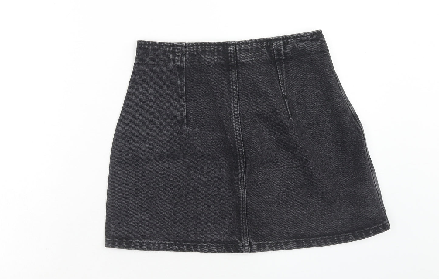 Topshop Womens Black Cotton Mini Skirt Size 10 Button