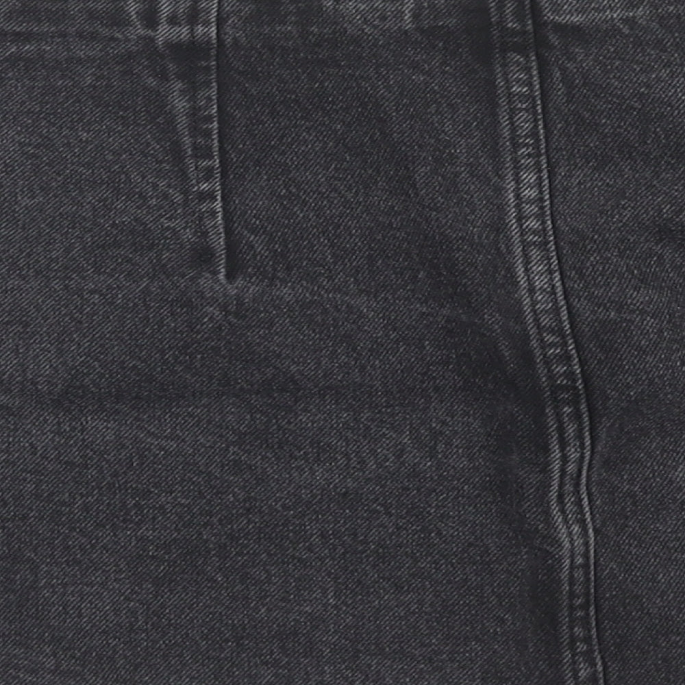 Topshop Womens Black Cotton Mini Skirt Size 10 Button