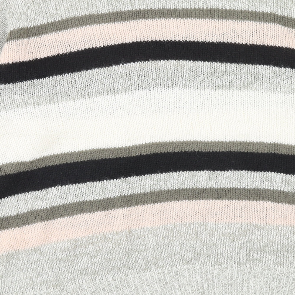 New Look Womens Multicoloured Round Neck Striped Acrylic Pullover Jumper Size M