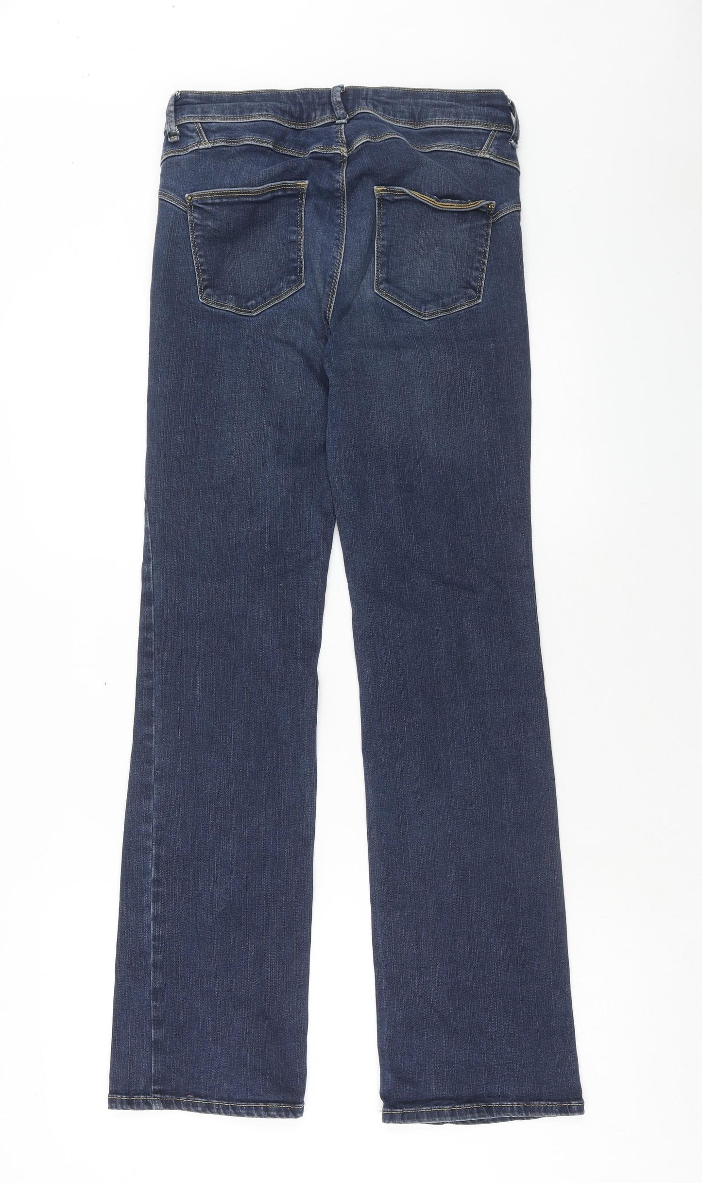 Marks and Spencer Womens Blue Cotton Straight Jeans Size 8 Slim Zip