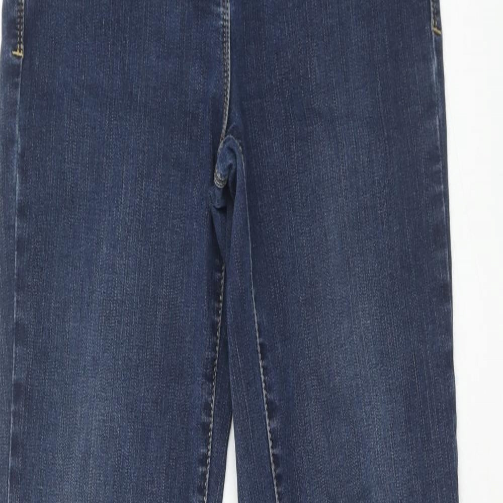 Marks and Spencer Womens Blue Cotton Straight Jeans Size 8 Slim Zip