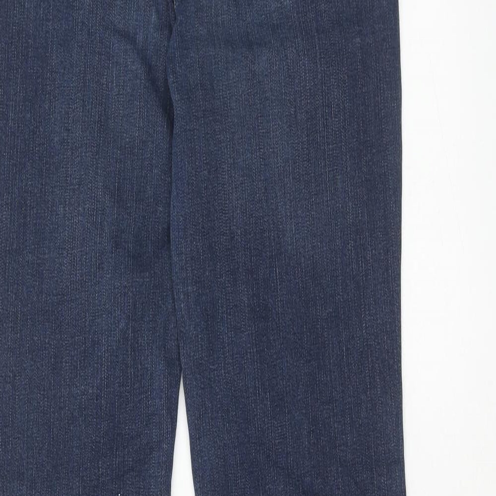 Marks and Spencer Womens Blue Cotton Straight Jeans Size 8 Slim Zip