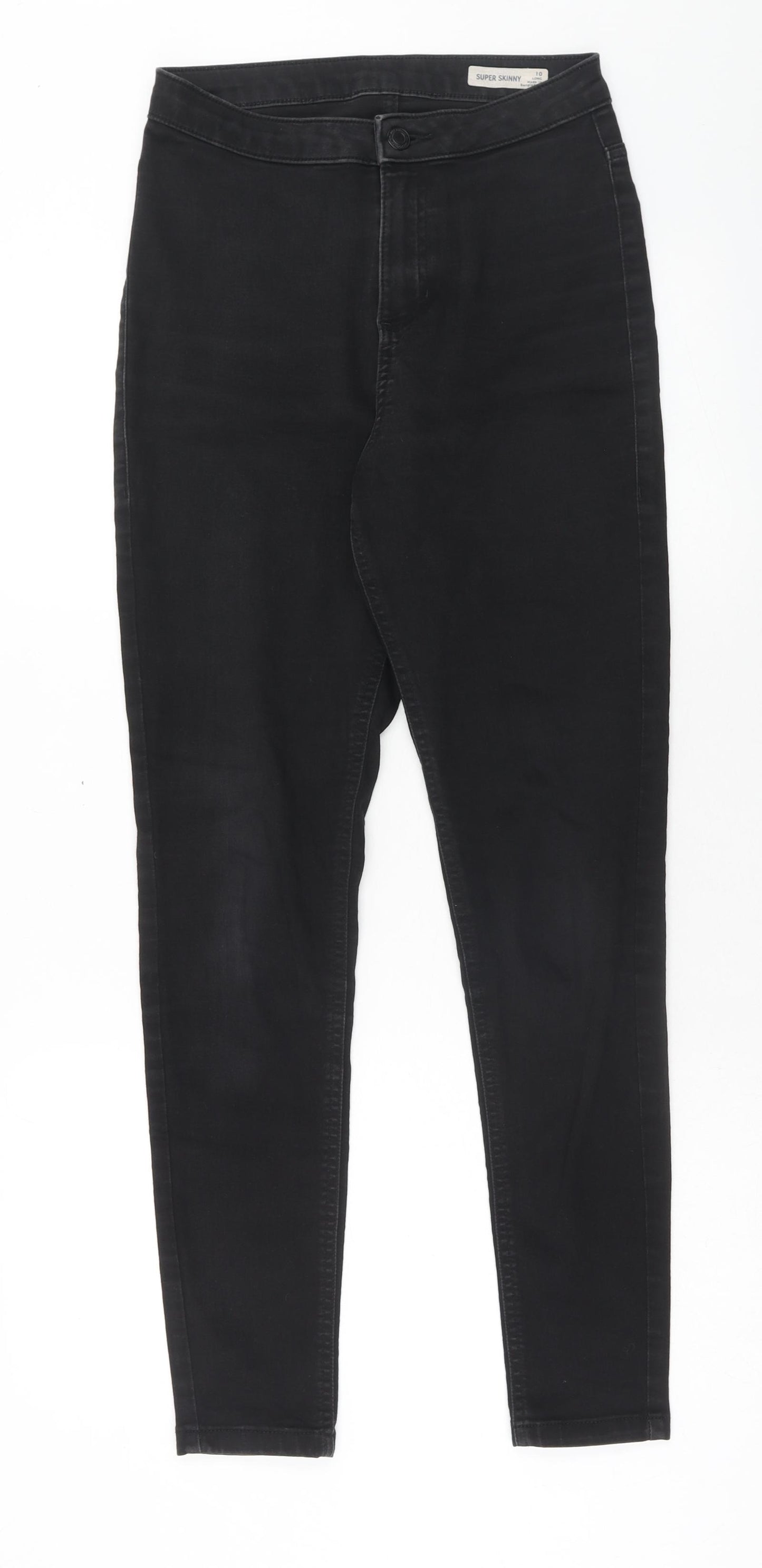 Marks and Spencer Womens Black Cotton Skinny Jeans Size 10 Regular Zip