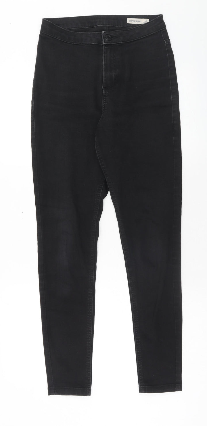 Marks and Spencer Womens Black Cotton Skinny Jeans Size 10 Regular Zip